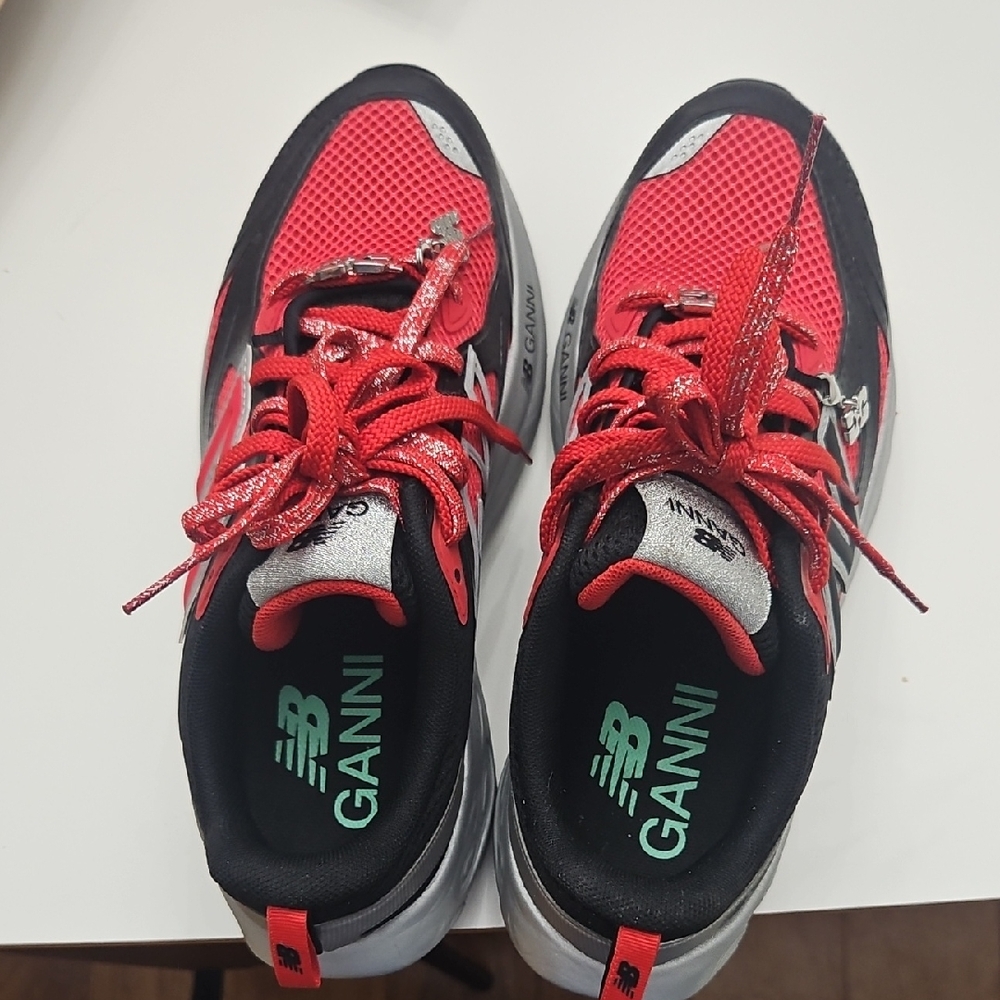 New Balance Ganni Red and Black Sneakers